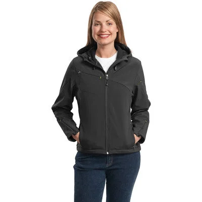 Port Authority Ladies Textured Hooded Soft Shell Jacket