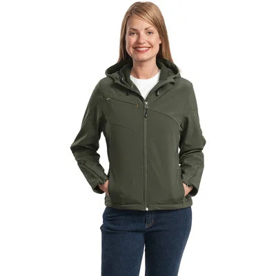 Port Authority Ladies Textured Hooded Soft Shell Jacket