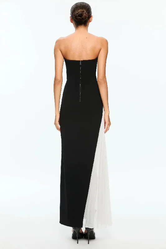 Alice & Olivia Retha Strapless Maxi Dress With Pleated Godet