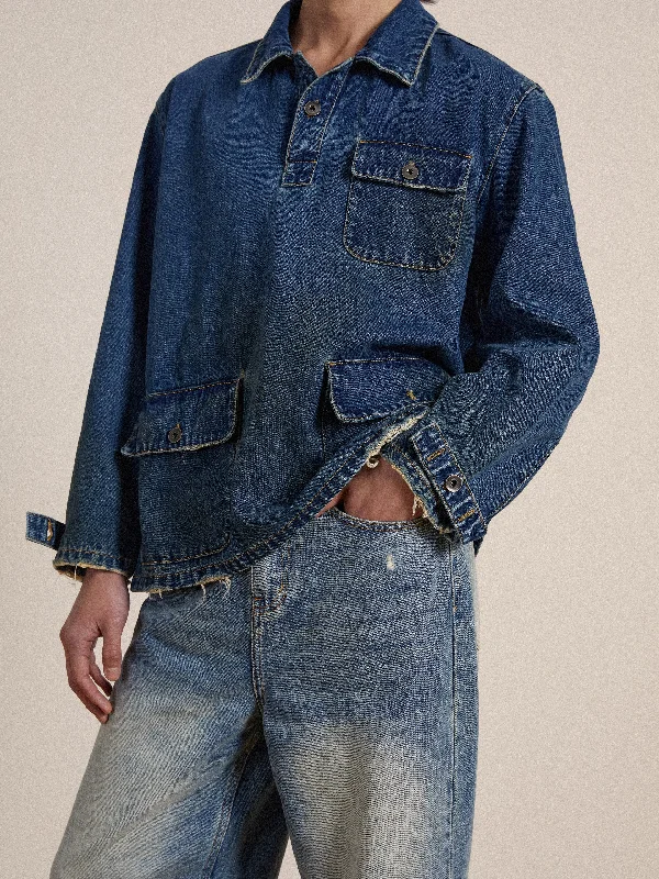 Azin Denim Pullover Work Shirt