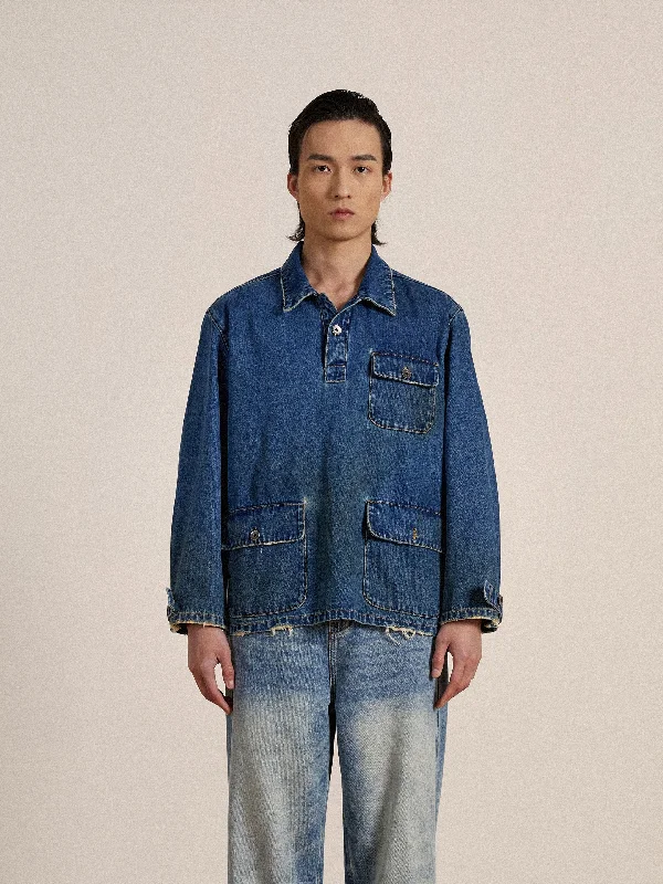 Azin Denim Pullover Work Shirt