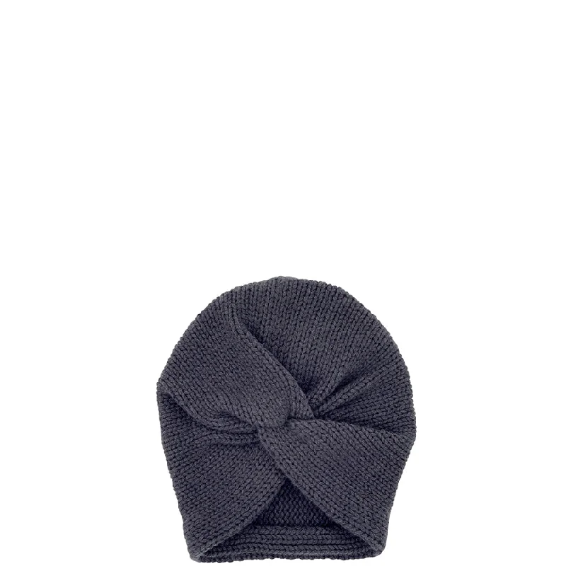 CASHMERE TURBAN IN BLUE-GREY