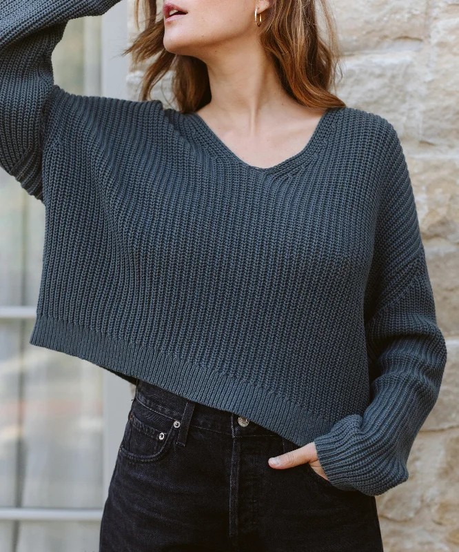 Cropped Cotton Cabin Sweater