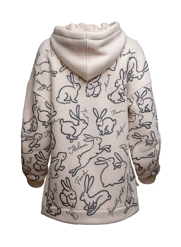 CREAM COLORED PRINTED HOODIE 