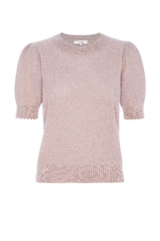 Frame Pointelle Puff Short Sleeve Sweater