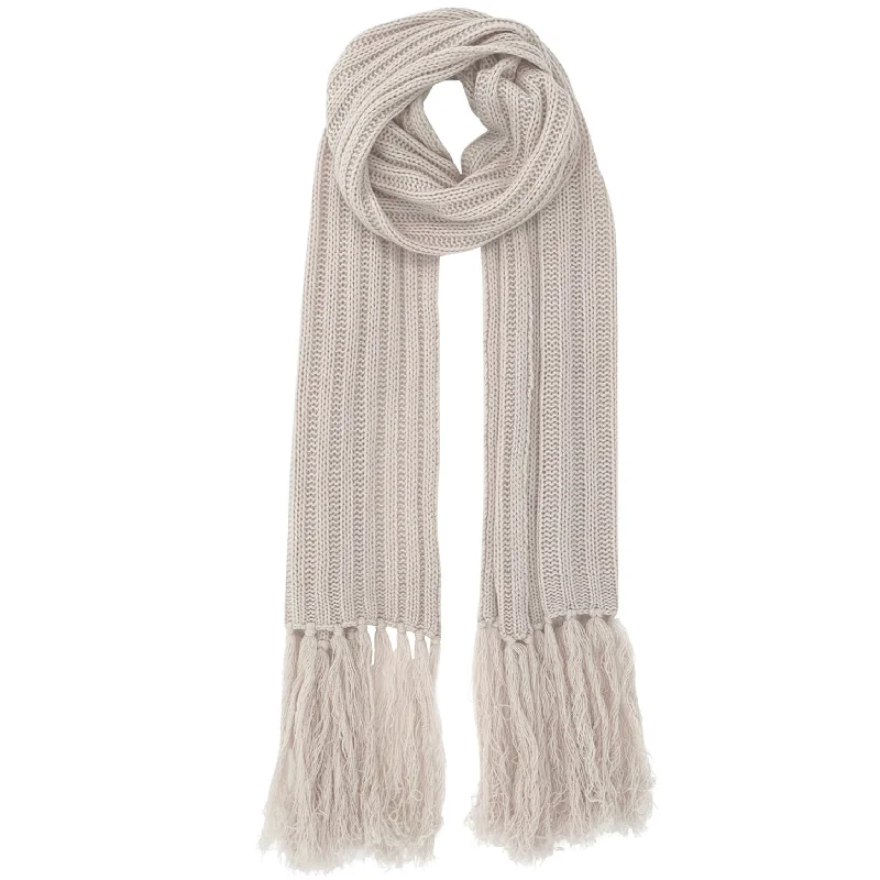 FRINGED CASHMERE SCARF IN BEIGE