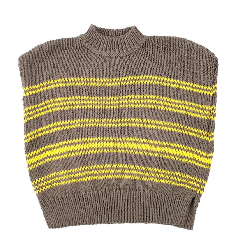 HAND KNITTED SLIPOVER WITH YELLOW STRIPES