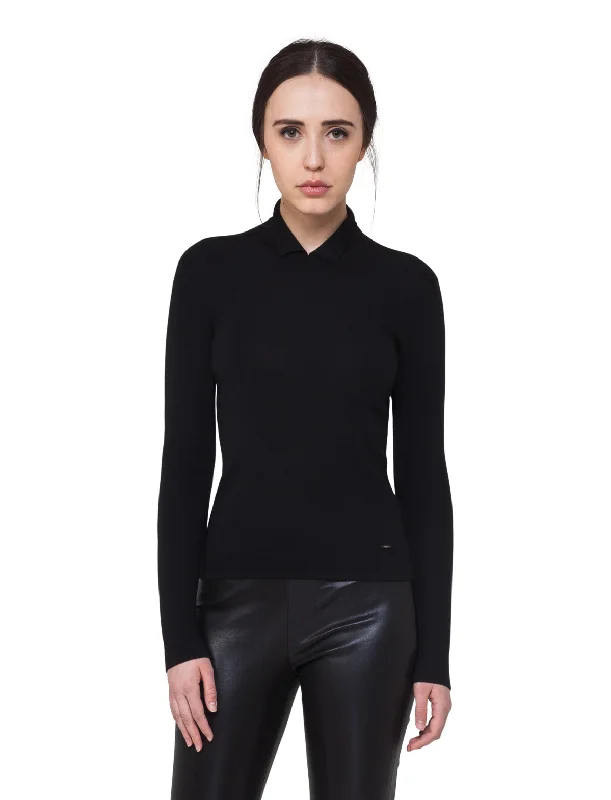 Mock Neck Knit Pullover in Cashmere and Silk