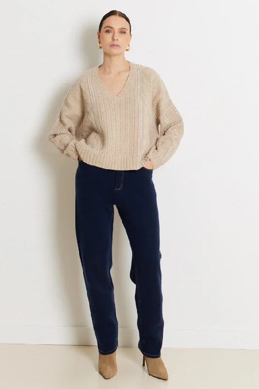 Not Shy V-Neck Soft Wool Sweater Santana