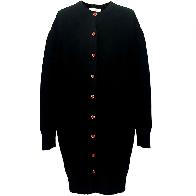 BLACK CASHMERE DRESS WITH HEART BUTTONS