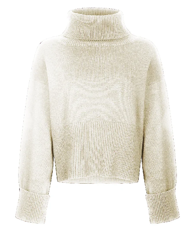 CROPPED CASHMERE TURTLENECK SWEATER 