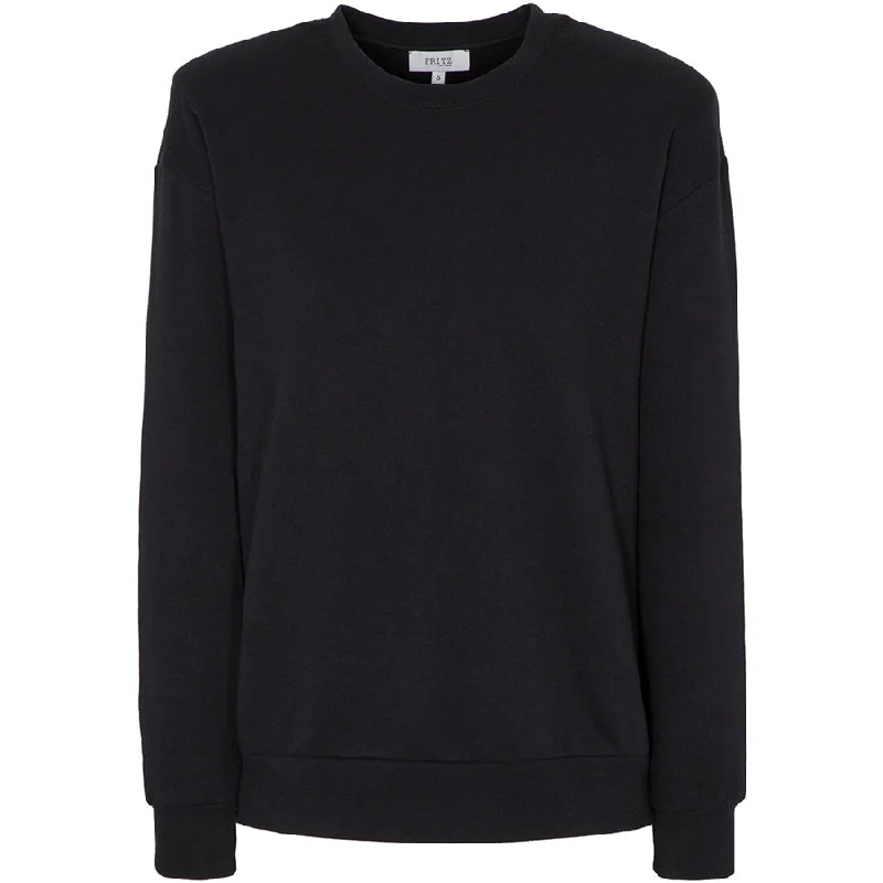 CASUAL ORGANIC COTTON SWEATER WITH PAD SILHOUETTE IN BLACK