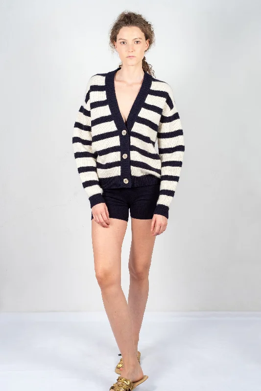 STRIPED CASHMERE CARDIGAN 