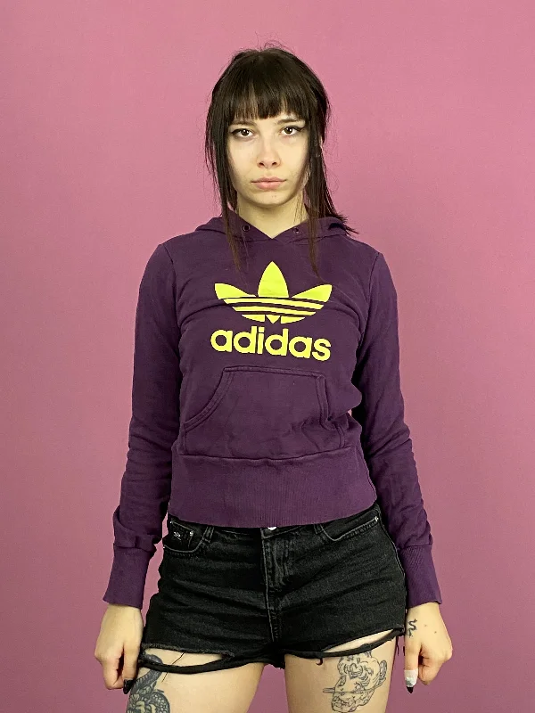 Adidas Vintage Women's Hoodie - S Purple Cotton Blend