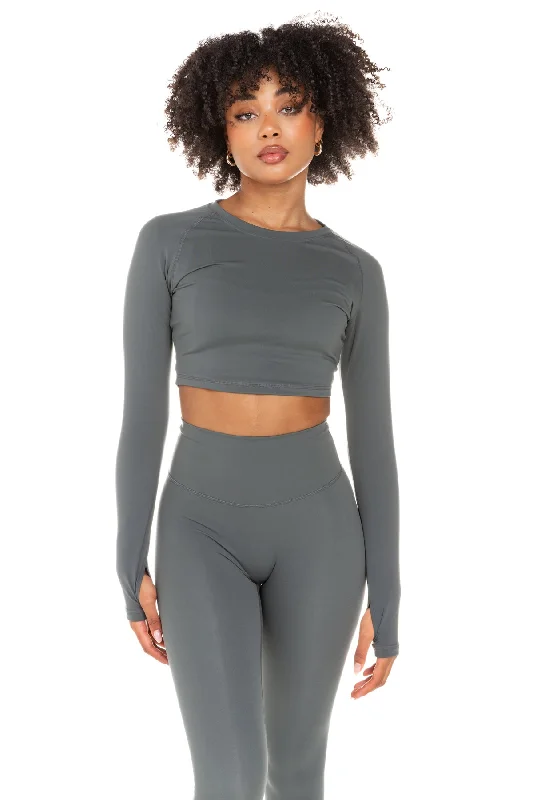 Aura Crop Long Sleeve - Cloud Grey