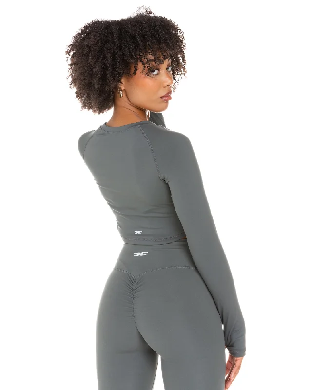 Aura Crop Long Sleeve - Cloud Grey