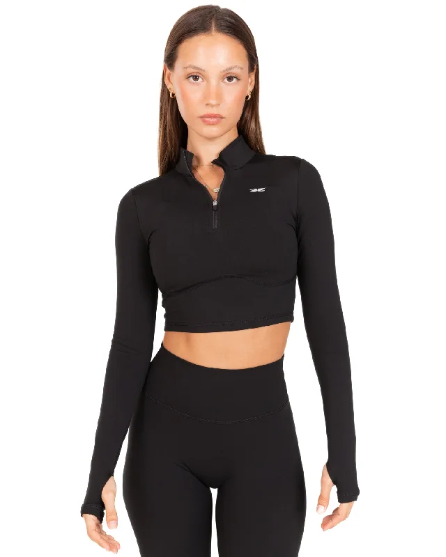 Auraluxe Crop Long Sleeve - Black