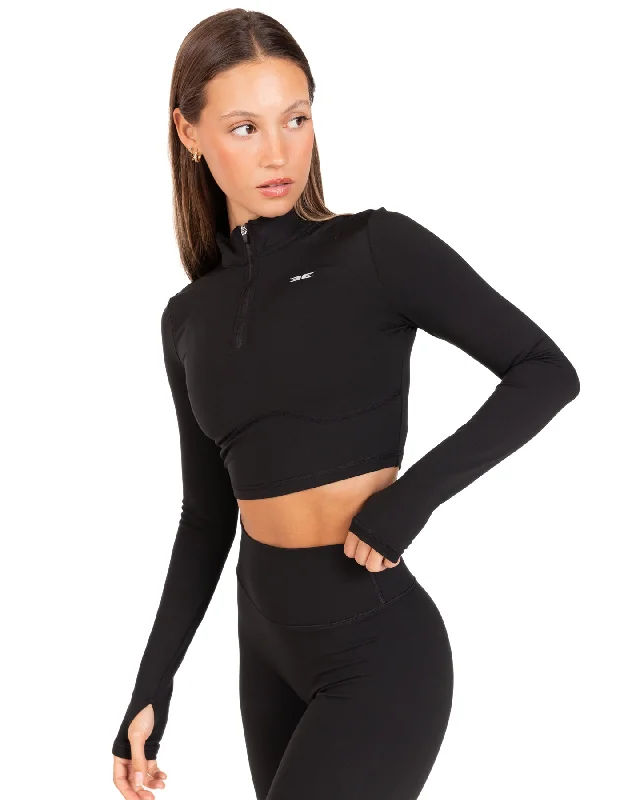 Auraluxe Crop Long Sleeve - Black