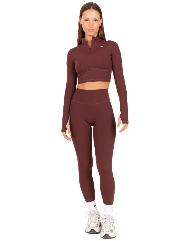 Auraluxe Crop Long Sleeve - Decadent Chocolate