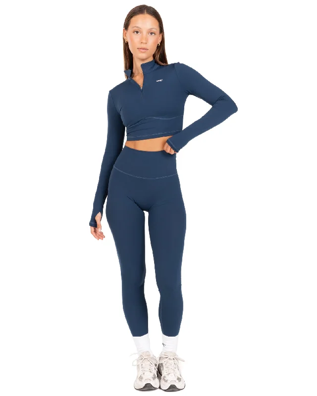 Auraluxe Crop Long Sleeve - Navy