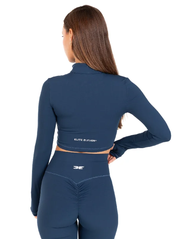 Auraluxe Crop Long Sleeve - Navy