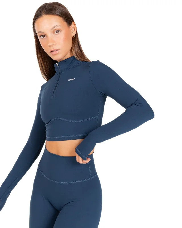 Auraluxe Crop Long Sleeve - Navy