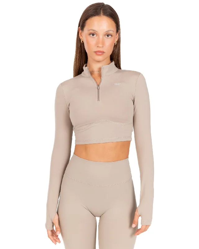 Auraluxe Crop Long Sleeve - Vintage Khaki