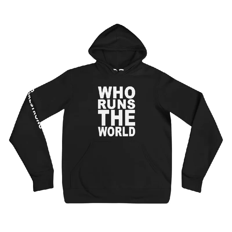 BEST FIT, BEST FEEL FLEECE HOODIE BLACK - WHO RUNS THE WORLD