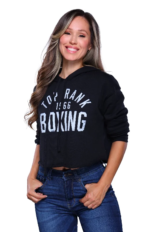 Black Top Rank Women's Crop Top Hoodie