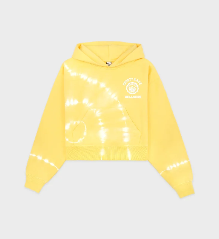 Emblem Cropped Hoodie - Sunshine Tie Dye