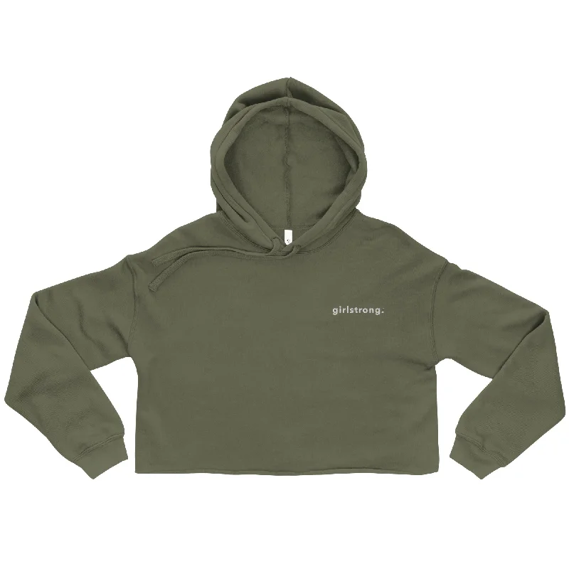 EVERYDAY FLEECE CROPPED HOODIE - GIRLSTRONG MILITARY GREEN