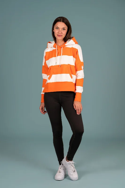 Hydron Cropped Hoodie Striped Tangerine