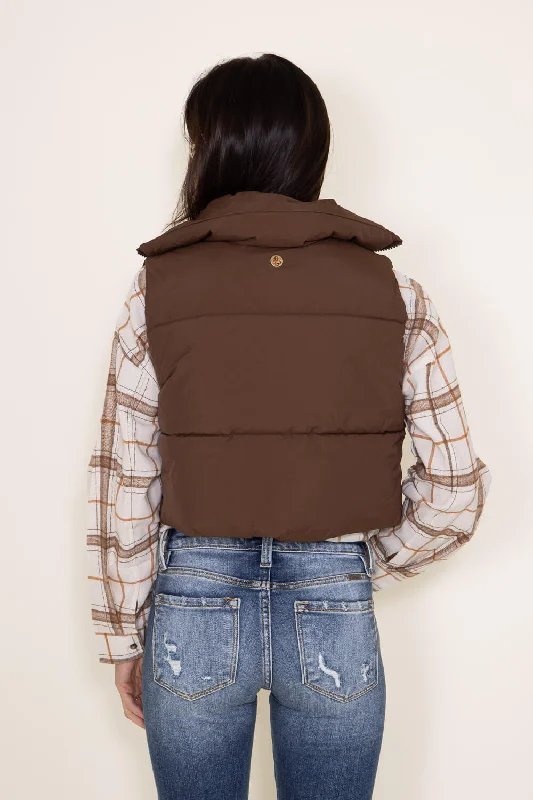 Simply Southern Cropped Puffer Vest for Women in Mocha Brown | PP-0223-PUFFY-VEST-MOCHA