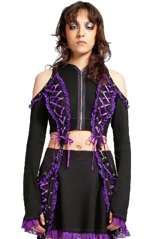 Tripp NYC Lolita Crop Hoody [Black/Purple]