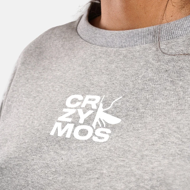 Unrestricted Cropped Fleece Sweat in Grey Melange