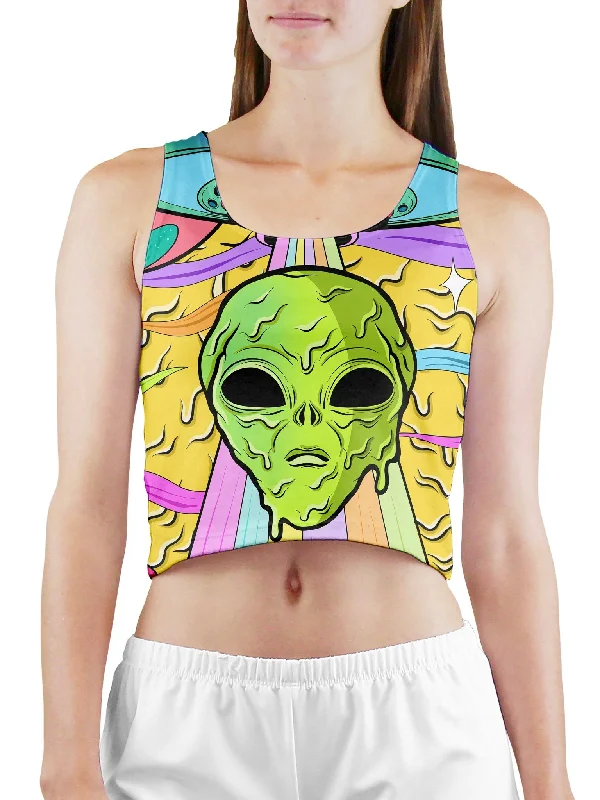 Neon Alien Drip Invasion (Yellow) Crop Tank Top