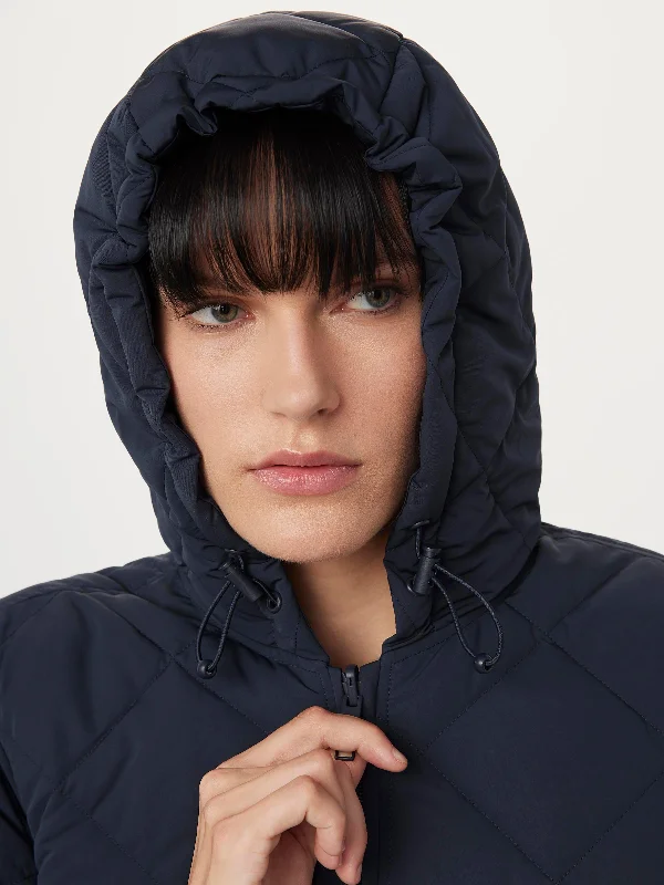 The Skyline Maxi Hooded Coat in Space Blue