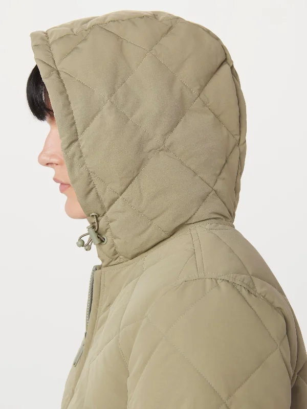 The Skyline Maxi Hooded Coat in Vetiver Green