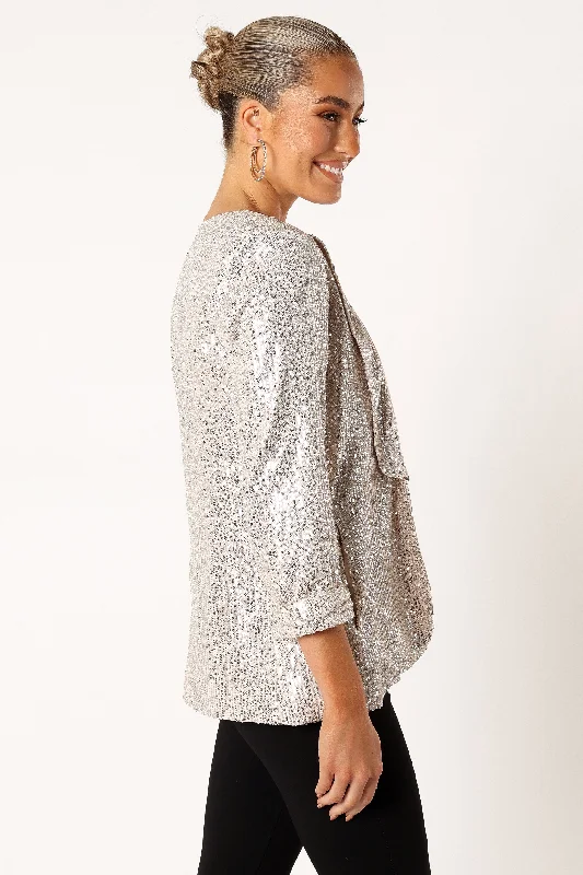 Camille Sequin Blazer - Silver