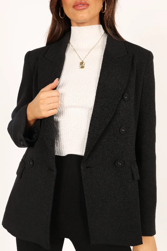 Lillian Button Front Blazer - Black