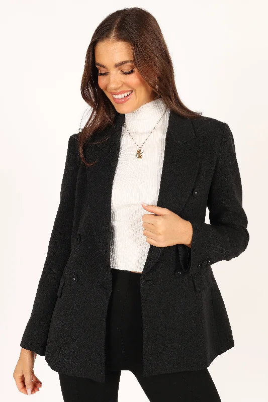 Lillian Button Front Blazer - Black