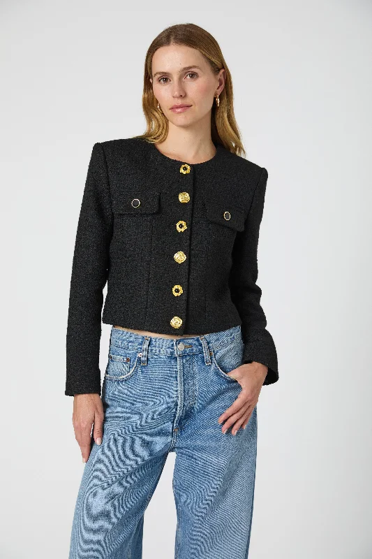 Structured Tweed Novelty Button Jacket