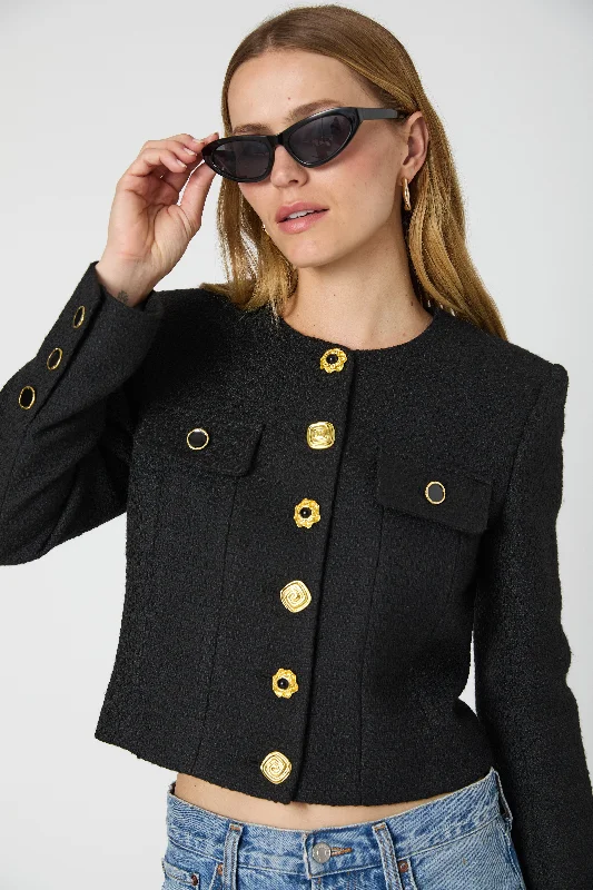 Structured Tweed Novelty Button Jacket