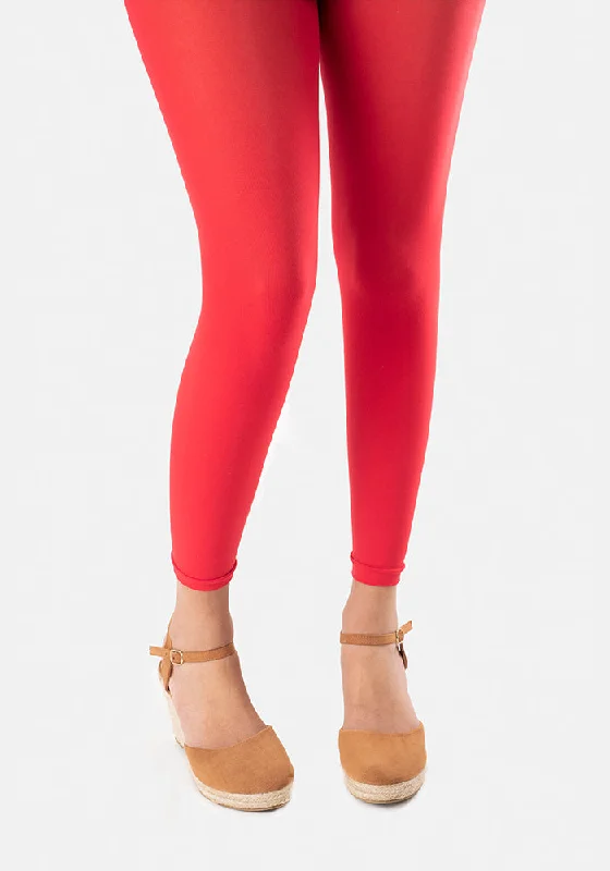 Premium 50 Denier Footless Tights Flo Red