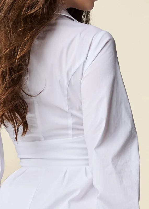 Corset waist shirt dress  - White