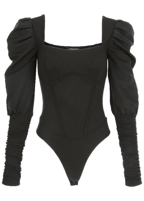 Puff sleeve bodysuit - Black