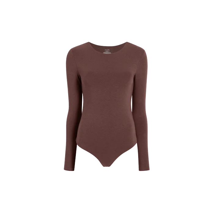 Cotton Crewneck Bodysuit | Coffee