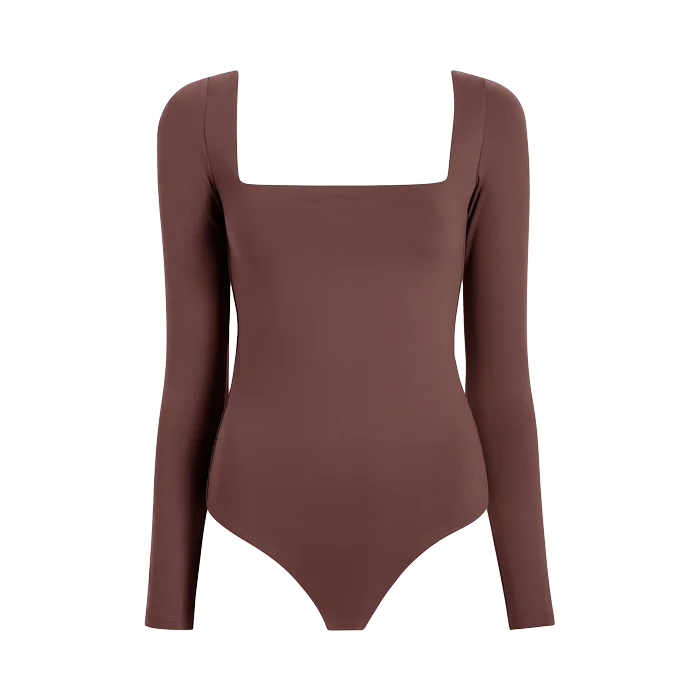 Wide Square Neck Bodysuit | Coffee