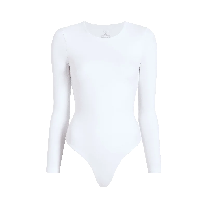 Long Sleeve Crewneck Bodysuit | White