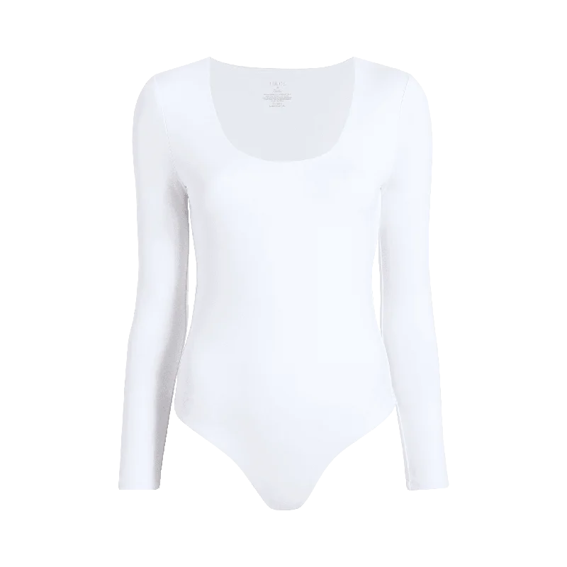 Long Sleeve Scoop Neck Bodysuit | White